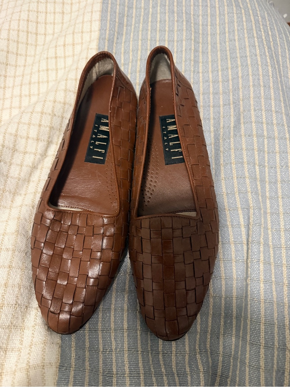 Amalfi Women’s Brown Woven Leather Slip-On Flats